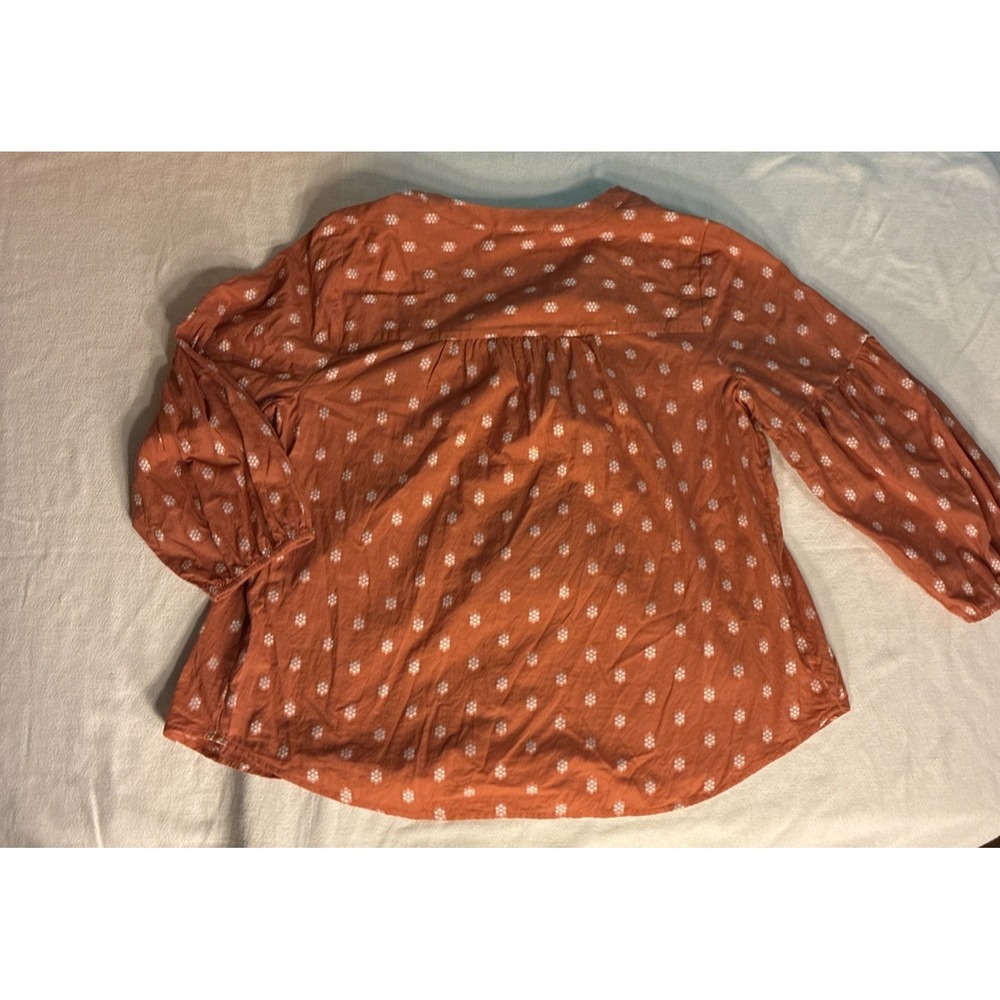J. Jill Women's Top Tunic Med Orange Peasant Blouse Pintuck‎ Button-up Boho Chic - Picture 13 of 13